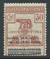 1924 REGNO PARASTATALI INV. GUERRA ROMA 30 CENT MNH ** - M37-2 - Franchigia