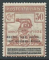 1924 REGNO PARASTATALI INV. GUERRA ROMA 30 CENT MNH ** - M37-6 - Franchigia