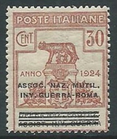 1924 REGNO PARASTATALI INV. GUERRA ROMA 30 CENT MNH ** - M38-4 - Franchise