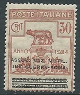 1924 REGNO PARASTATALI INV. GUERRA ROMA 30 CENT MNH ** - M38-6 - Franchise