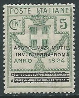 1924 REGNO PARASTATALI INV. GUERRA ROMA 5 CENT MNH ** - M38-6 - Franchise