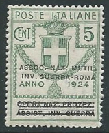 1924 REGNO PARASTATALI INV. GUERRA ROMA 5 CENT MNH ** - M40-3 - Franchise