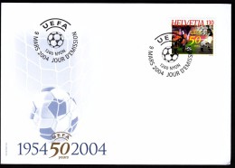 Swiss Nyon 2004 Soccer Football 50 Years Of UEFA - Storia Postale