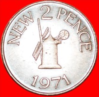 * WINDMILL: GUERNSEY ★ 2 NEW PENCE 1971! ELIZABETH II (1953-2022)  LOW START★NO RESERVE! - Guernsey