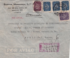 Lettre Recommandé Lisbonne Pour La France 1949 - Postmark Collection