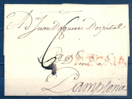 1784 , VIZCAYA D.P. Nº 11  , CARTA CIRCULADA ENTRE SAN SEBASTIAN Y PAMPLONA , TIZÓN Nº 14 " VIZCAIA " - ...-1850 Voorfilatelie