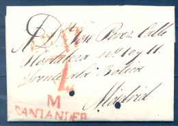 1830 , CANTABRIA , D.P. 9 , CARTA CIRCULADA ENTRE SANTANDER Y MADRID  , MARCA TIZÓN Nº 11 , " M / SANTANDER " - ...-1850 Voorfilatelie