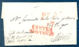 1833 , CANTABRIA , D.P. 9 , CARTA CIRCULADA ENTRE CARTES Y MADRID  , MARCA TIZÓN Nº 2 , " CARTES / MONTAÑAS " - ...-1850 Prefilatelia