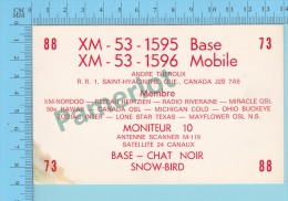 QSL -St-Hyacinthe  Quebec Canada  - Base Chat Noir, Mobile Snow-Bird -  CPM 2 Scans - CB