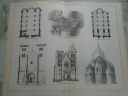 Architecture XV - Hungarian  Roman Style - Lébény Zsámbék Károlyfehérvár  Hungarian Print  - Pallas  Lexikon  D137919.30 - Estampes & Gravures