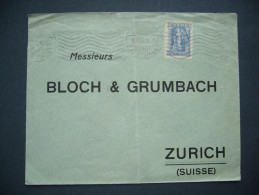 Greece: Cover Kentrikon - Zürich Suisse (Bloch & Grumbach) Back Side Postmark, Machine Cancel 25 Lepta Stamp 10.2.1915 - Covers & Documents