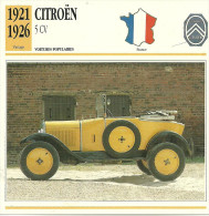 Fiche Technique Automobile Citroën 5 CV 1921-1926 - Voitures