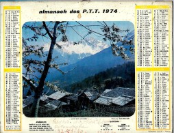 ALMANACH DES P.T.T 1974 (55)  -  2 Volets Complet ** SAINT BON - GRAU DU ROI ** Calendrier * OLLER * - Formato Grande : 1971-80