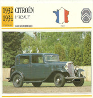 Fiche Technique Automobile Citroën 8 Rosalie 1932-1934 - Autos