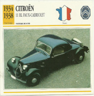 Fiche Technique Automobile Citroën Traction Avant 11BL Faux-cabriolet 1934-1938 - Automobili