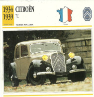 Fiche Technique Automobile Citroën Traction Avant 7C 1934-1939 - Autos