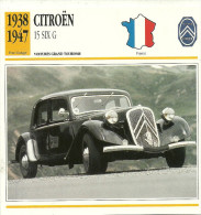 Fiche Technique Automobile Citroën Traction Avant 15 SIX G 1938-1947 - Autos