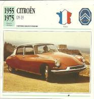 Fiche Technique Automobile Citroën DS 19 1955-1975 - Autos