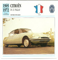 Fiche Technique Automobile Citroën DS 21 Pallas 1965-1972 - Coches