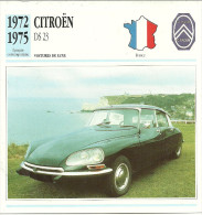 Fiche Technique Automobile Citroën DS 23 1972-1975 - Voitures