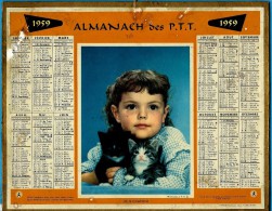 ALMANACH DES P.T.T 1959 (88)  -  Complet ** JOLIS CHATONS  **    -  Calendrier * OBERTHUR * Série 1 - Big : 1941-60