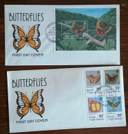 ILES VIERGES, Papillons, Mariposas, Butterflies. Yvert N° 688/91+BF 67 FDC,  2 Enveloppes 1er Jour - Butterflies