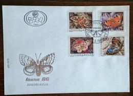 YOUGOSLAVIE Papillons,papillon, Mariposas, Butterflies Yvert N° 2048/51 FDC, Enveloppe 1er Jour - Mariposas