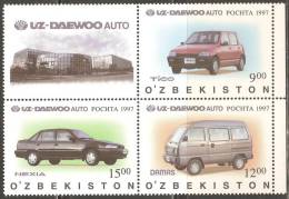 Uzbekistan 1997 Mi# 154-156 ** MNH - Block Of 4 - Automobiles - Usbekistan