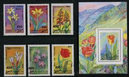 Ouzbékistan 2014 - Flore, Fleurs, Timbres Surchargés Nouvelle Valeur En 2014 - 6 Val + BF Neuf // Mnh - Ouzbékistan