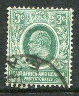 East Africa & Uganda Protectorates 1907-08 KEVII - 3c Grey Green - Wmk. Mult. Crown CA - Used (SG 35) - East Africa & Uganda Protectorates