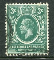 East Africa & Uganda Protectorates 1912-21 KGV - 3c Deep Blue-Green - Wmk. Mult. Crown CA - Used (SG 45a) - East Africa & Uganda Protectorates