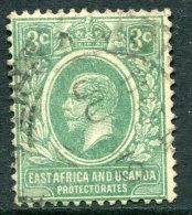 East Africa & Uganda Protectorates 1921-22 KGV - 3c Green - Wmk. Script CA - Used (SG 66) - East Africa & Uganda Protectorates