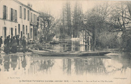 94 // SAINT MAUR   La Rue Noel Et L'ile Machefer, La Banlieue Parisienne Inondée, Janvier 1910  A Noyer Edit - Saint Maur Des Fosses