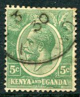 Kenya & Uganda 1922-27 KGV - 5c Green Used (SG 78) - Kenya & Uganda