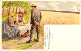 [DC2583] CPA - CARTOLINA ILLUSTRATA FIRMATA MAILICK - CONTADINI CAMPI DI GRANO - Viaggiata 1901 - Old Postcard - Mailick, Alfred