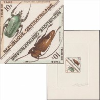 Centrafrique 1962 Y&T Taxe 9/10. Épreuve D´artiste. Insectes, Scarabées. Inscription Erronée. Taurhina Longiceps - Fehldrucke