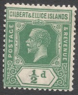 Gilbert And Ellis Islands. 1922-27 KGV . ½d MNH. Mult Script W/M SG 27 - Isole Gilbert Ed Ellice (...-1979)