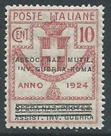 1924 REGNO PARASTATALI INV. GUERRA ROMA 10 CENT MNH ** - M43-7 - Franchise