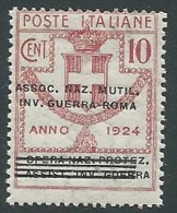 1924 REGNO PARASTATALI INV. GUERRA ROMA 10 CENT MNH ** - M44-7 - Franchise