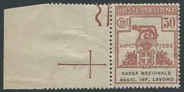 1924 REGNO PARASTATALI CASSA NAZIONALE LAVORO 30 CENT MNH ** - M39-8 - Franchise