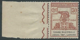 1924 REGNO PARASTATALI CASSA NAZIONALE LAVORO 30 CENT MNH ** - M39-9 - Franchise