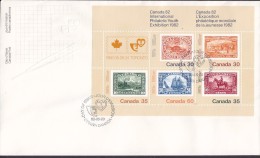 Canada Premier Jour Lettre FDC Cover 1982 Block 2 Miniature Sheet Stamp Exhibition CANADA ´82 - 1981-1990