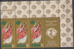 Burundi 1964 Mi#117 Block Of Three Pieces, Mint Never Hinged - Unused Stamps