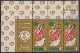 Burundi 1964 Mi#117 Block Of Three Pieces, Mint Never Hinged - Nuevos