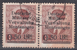 Germany Occupation Of Montenegro 1943 Mi#1 I And II Used Pair - Besetzungen 1938-45