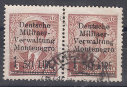 Germany Occupation Of Montenegro 1943 Mi#3 I And II Used Pair - Besetzungen 1938-45