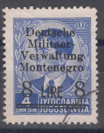 Germany Occupation Of Montenegro 1943 Mi#7 Used, Partly Printed "r" - Besetzungen 1938-45