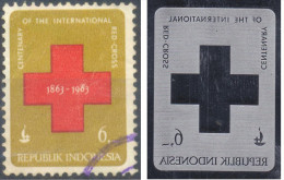 Morceau De Cylindre D'impression D'un Timbre D'Indonésie (cylinder Printing), Thème Croix Rouge - Red Cross