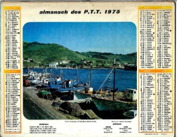 ALMANACH DES P.T.T. 1975 (57)  -  ** PORT VENDRES ( P.O.) - LE VIGAN (LOT)** Photo ; DURNELL/DONNEZAN - Calendrier OLLER - Grand Format : 1961-70