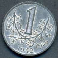 BOHMEN UND MAHREN , 1 KRUNA 1942 , KM 4 UNCLEANED ZINC COIN - Czechoslovakia